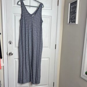 NEW Lou & Grey Striped Navy Sleeveless Cotton Casual Maxi Dress pockets size XL